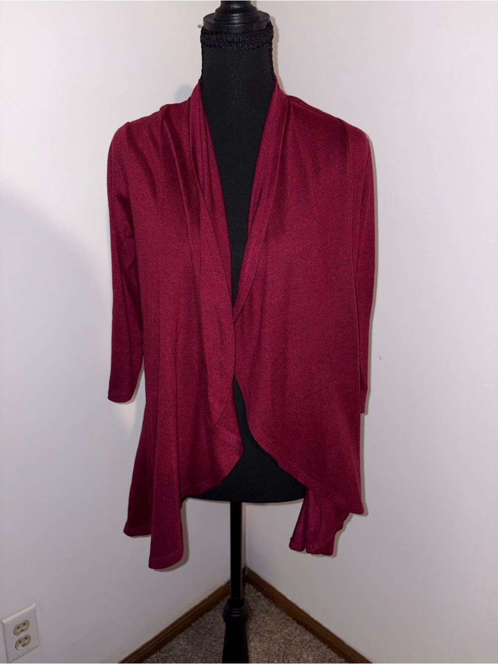 Kim Rogers Open-Front Draped Cardigan - Wine